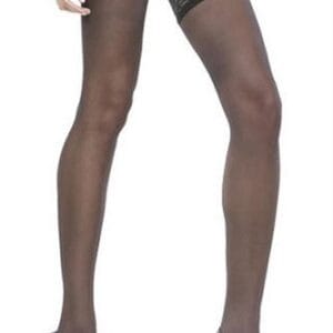 Sexiga svarta strumpor med bred spetsband