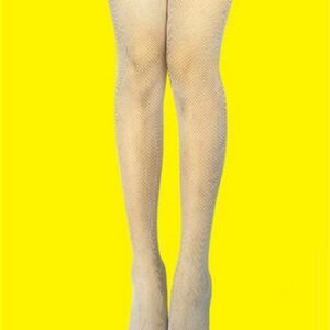 Vita fisknäts stocking med spetsband